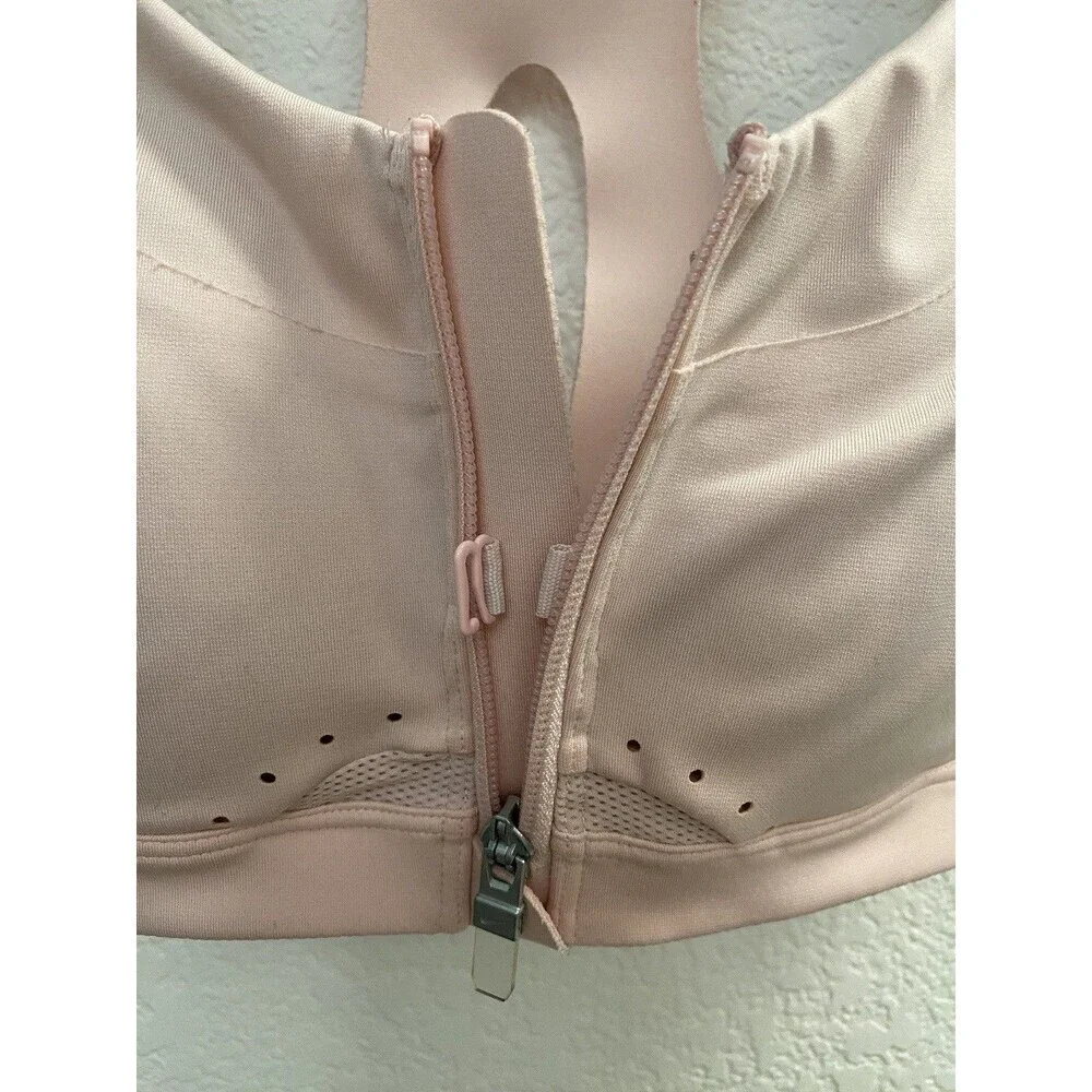 Nike Dri-FIT Alpha High-Support Padded Zip-Front Sports Pink Bra Small